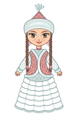 The girl in  Kazakh dress. Historical clothes.