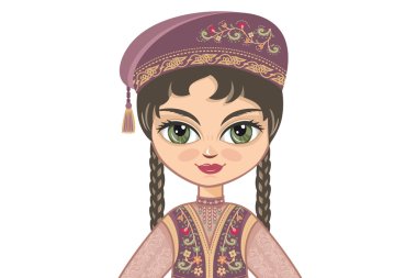 The girl in  Tatar dress. Historical clothes. Portrait, avatar clipart