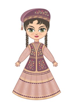 The girl in  Tatar dress. Historical clothes. clipart