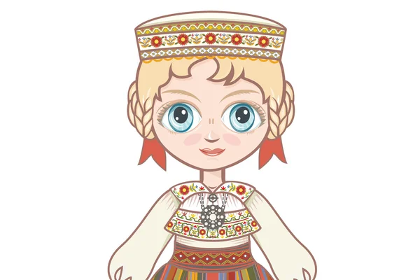 Portrait, avatar. The girl in Estonian dress. Historical clothes. Eesti suit — Stock Vector