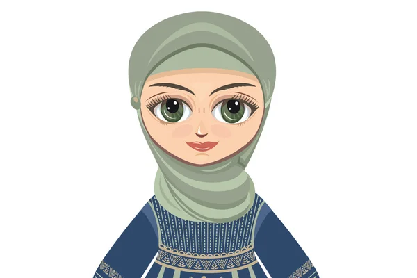 The doll in Muslim dress. Portrait, avatar — Stock Vector