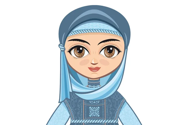 Boneka dalam pakaian Muslim. Potret, avatar - Stok Vektor
