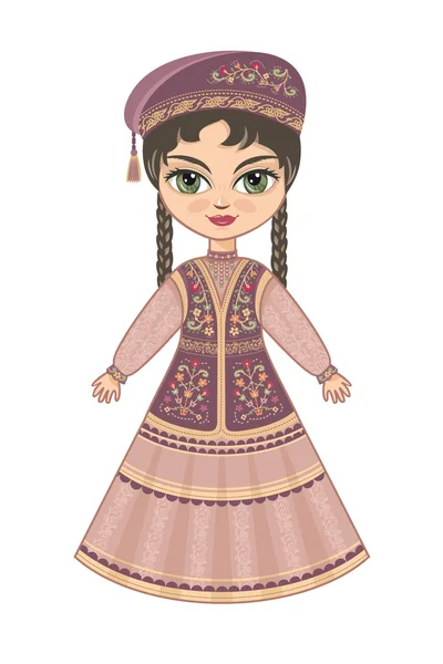 Flickan i tatariska klänning. Historiska kläder. — Stock vektor