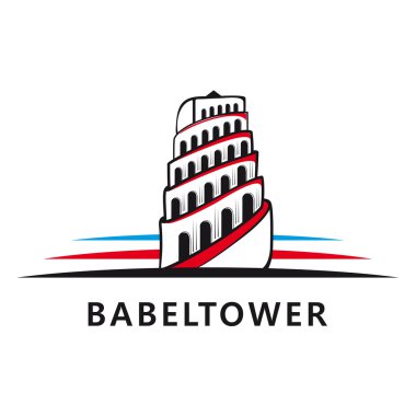 Babil Kulesi logosunu görmeniz gerekir. Vektör çizim