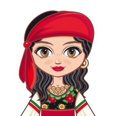 Çingene elbiseli kız. Tarihsel kıyafetler. Portre, avatar.