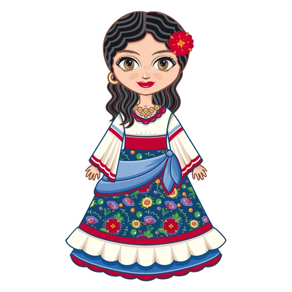 The girl in Gypsy dress. Historical clothes. — 스톡 벡터