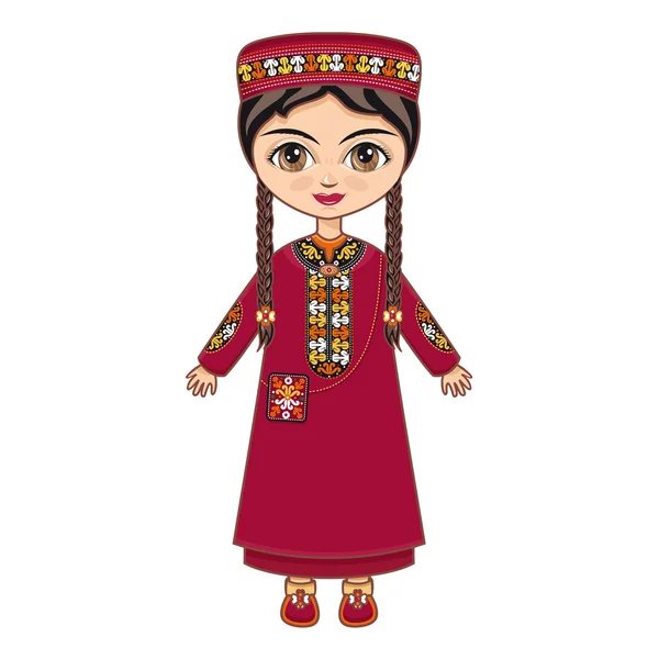 Türkmen elbiseli kız. Tarihsel giyim.