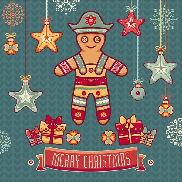 Gingerbread Man. Cartões de saudação, Conjunto de brinquedos de Natal coloridos . —  Vetores de Stock