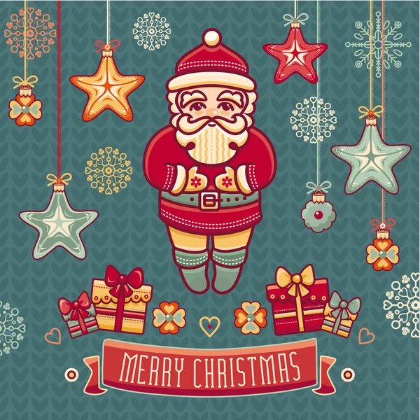 Santa Claus. Conjunto de juguetes de Navidad de color — Archivo Imágenes Vectoriales