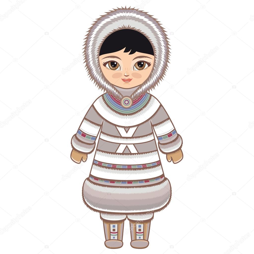 The girl in Eskimo dress. Historical clothes