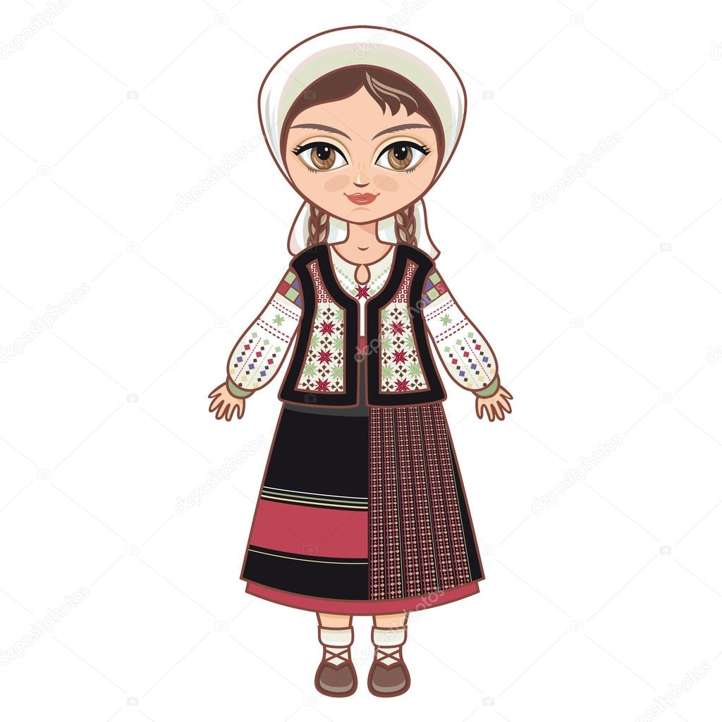 The girl in Moldavian dress.  Historical clothes