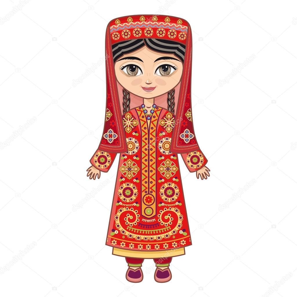 The girl in Tajik dress.  Historical clothes