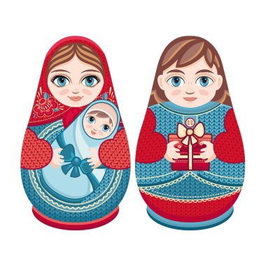 Matryoshka. Rus Halk Matruşka oyuncağı. Babushka bebek.
