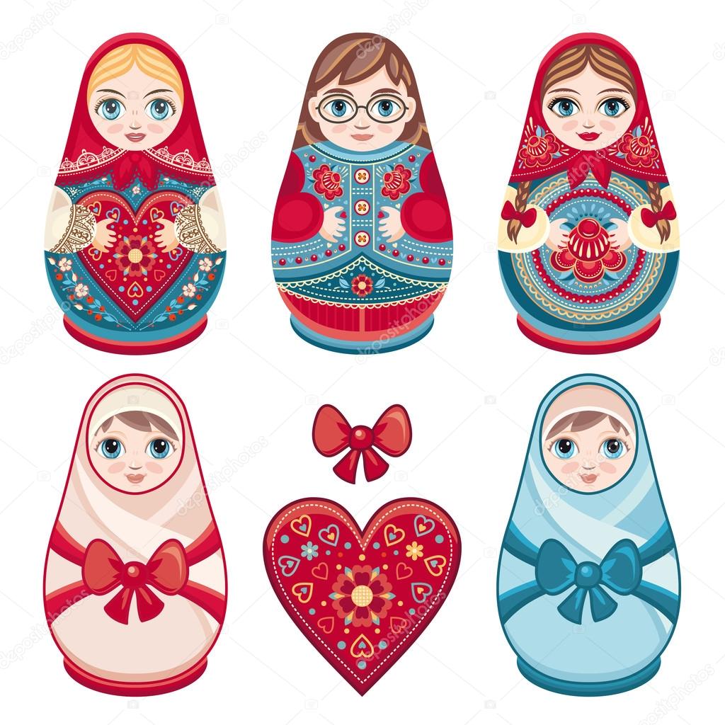 Matryoshka. Russian folk nesting doll. Babushka doll. Stock Vector