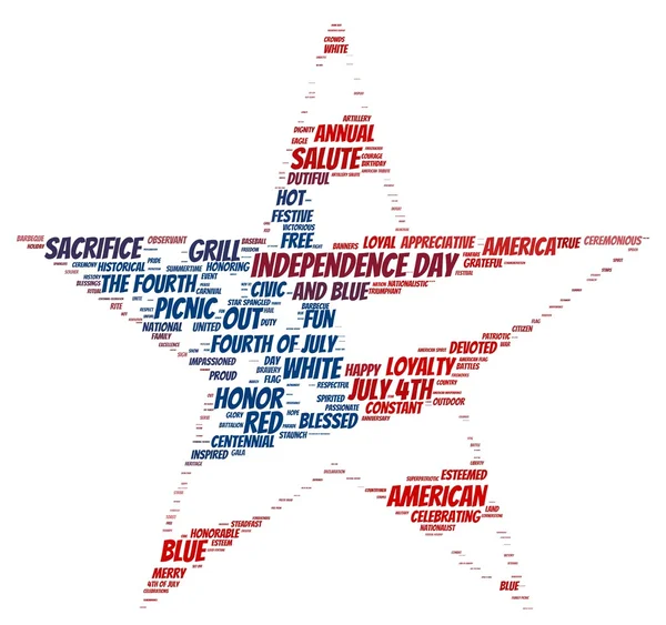 Tag cloud of 4th of july in the shape of falg inside the star — Stock Photo, Image