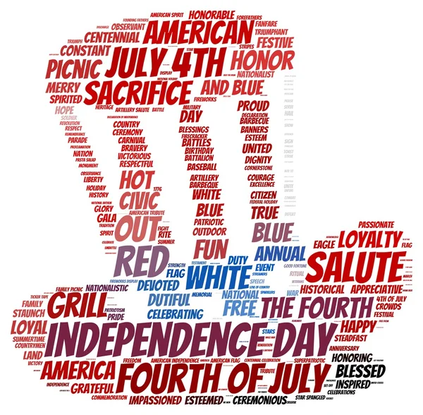 Tag cloud of 4th of july in the shape of hat