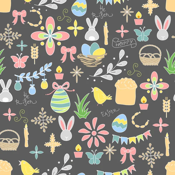 Seamles Easter pattern in pastel colors — Stock Vector