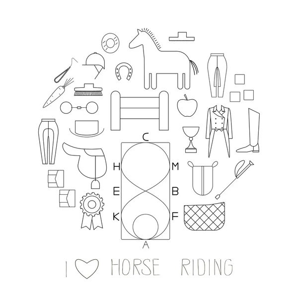 Simple linear equestrian icons — Stock Vector