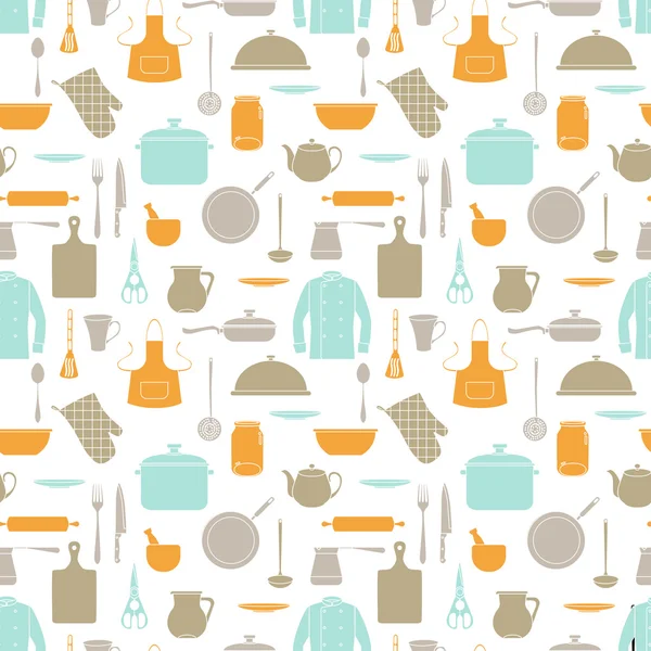 Motif sans couture avec des éléments de cuisine — Image vectorielle