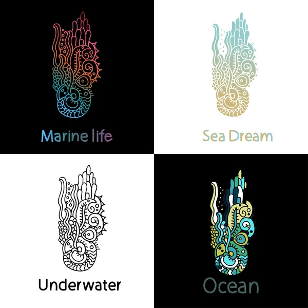 Σύνολο θαλάσσια λογότυπα — Διανυσματικό Αρχείο