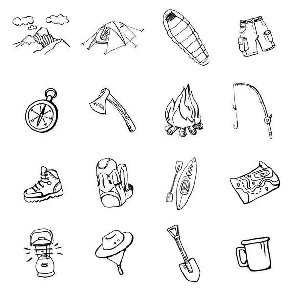 Camping hand drawn set — Stock Vector