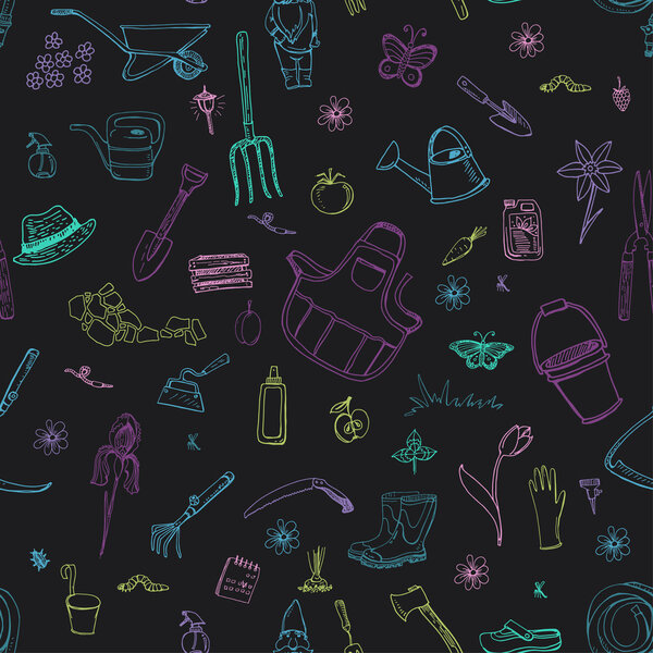 Бесшовный рисунок с радужными ручными рисунками садовых рисунков
.