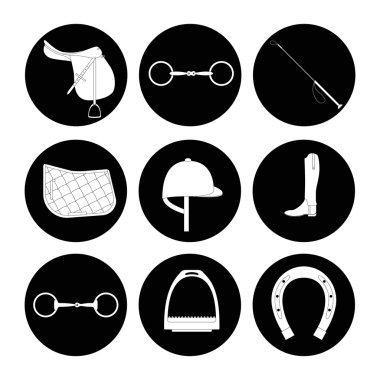 white horse riding icons