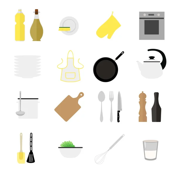 Flat kitchen icons — Stockový vektor