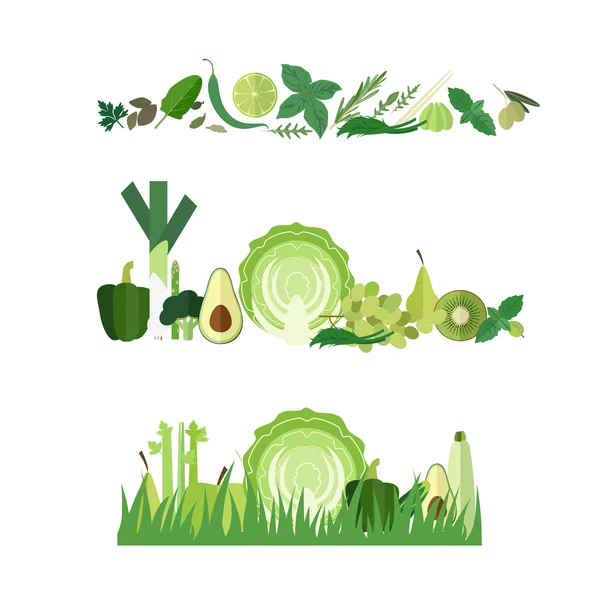 Banderas de alimentos verdes — Vector de stock