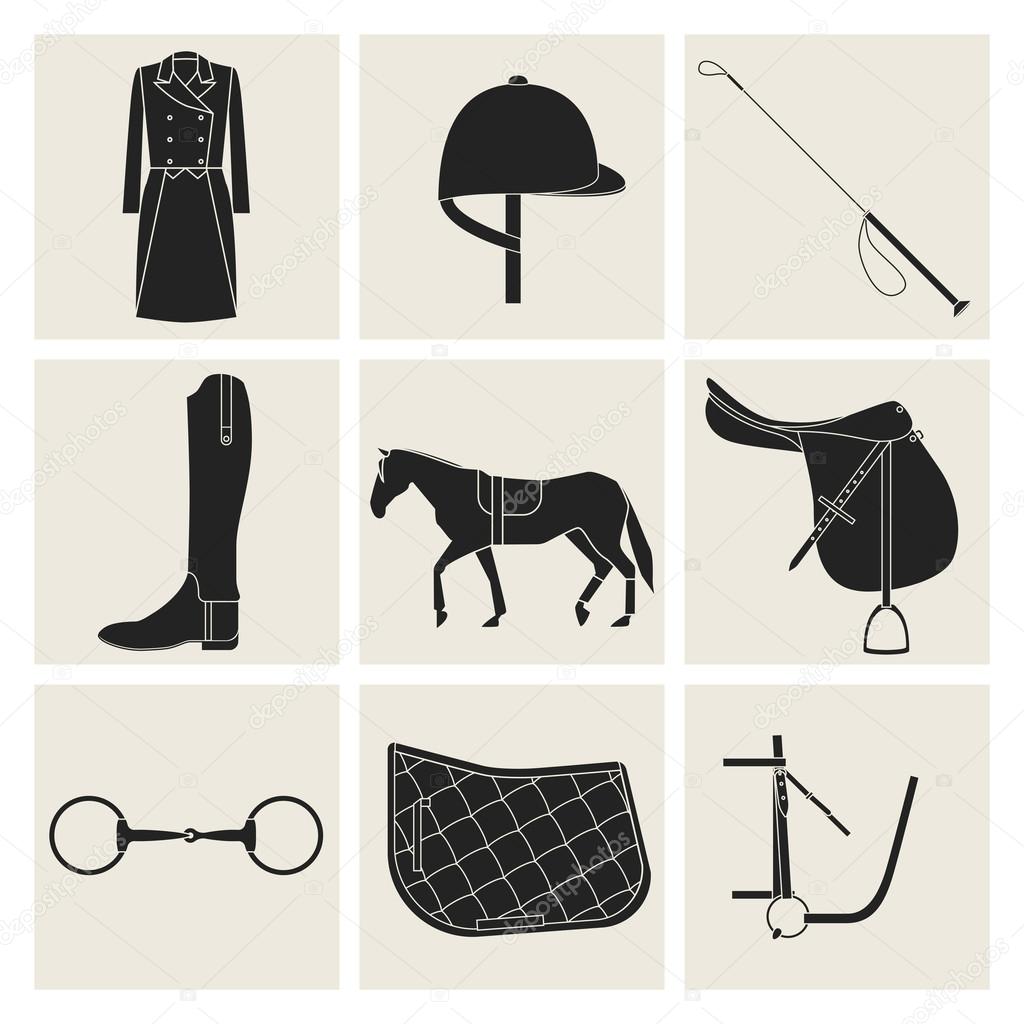 Black equestrian icons