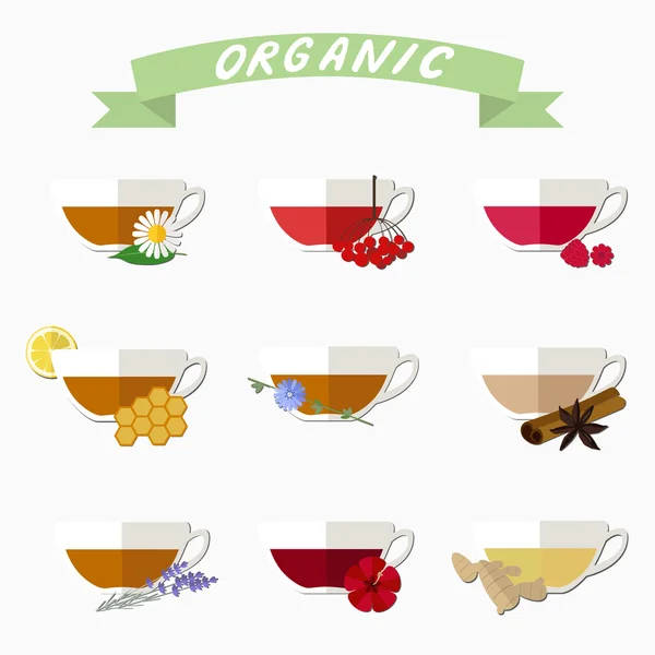 Colección de té orgánico — Vector de stock