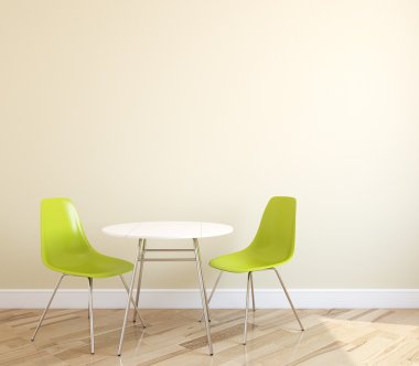 table and two green chairs clipart