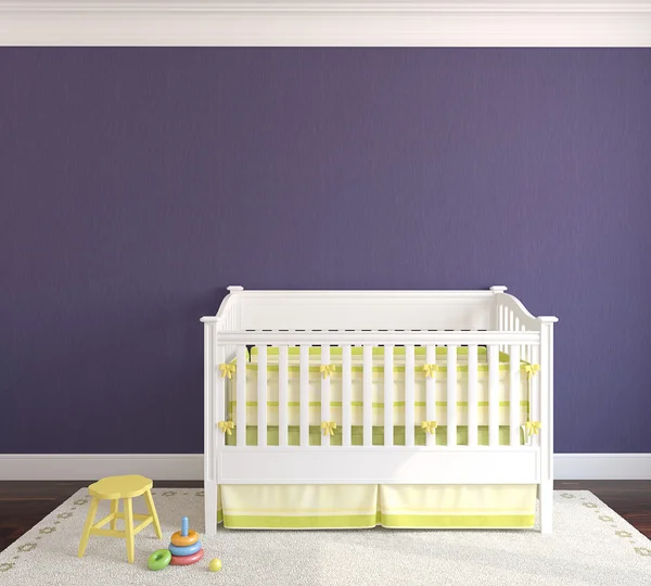 Cute interior of nursery with crib.