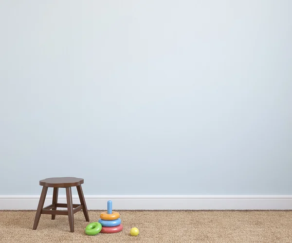 Chair near empty blue wall — ストック写真