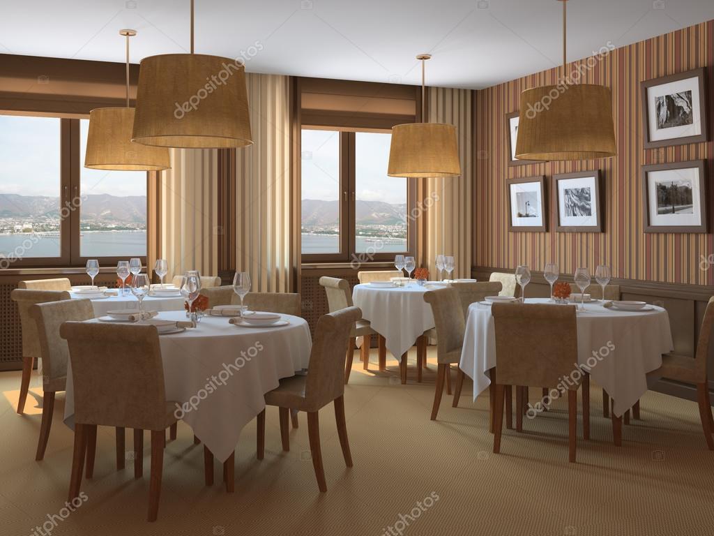 Restaurant Oder Cafe In Weissen Und Braunen Farben