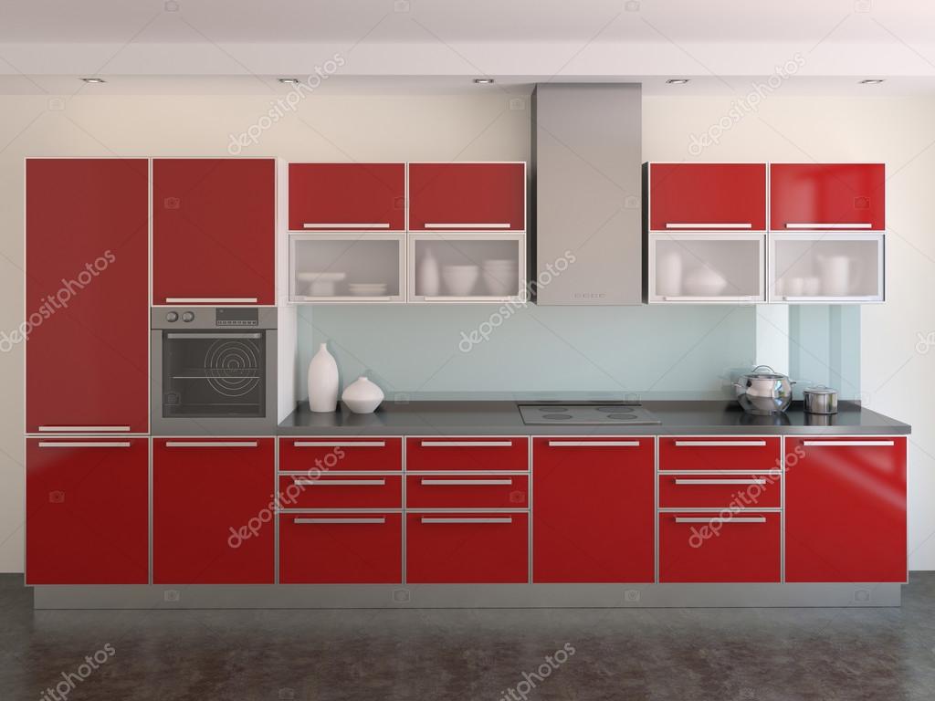 Modern piros konyha — stock fotó © poligonchik #77267563