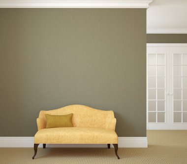 Koridor ile sarı kanepe