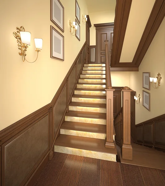 Wood stairs in the modern house. — Stock Photo, Image