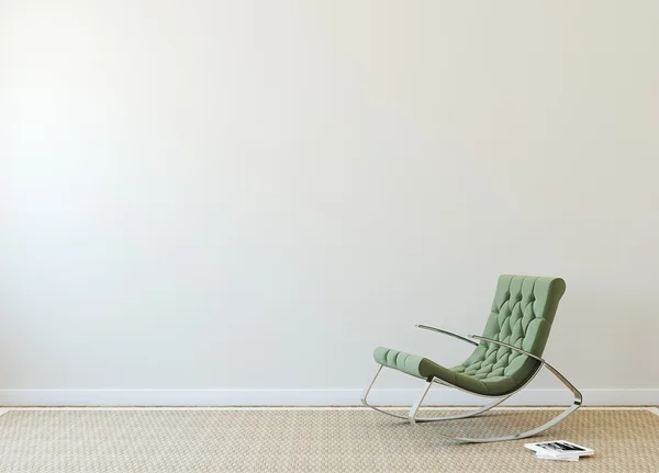 Modern belső térrel, zöld fotel — Stock Fotó