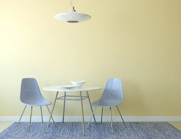 Table et deux chaises bleues — Photo
