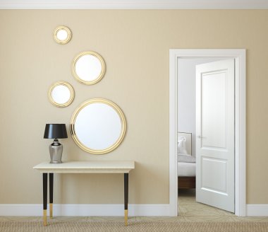 Açık kapı ile modern koridor