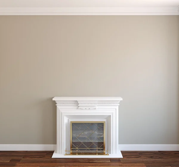 Interior with white fireplace. — Stock Photo, Image