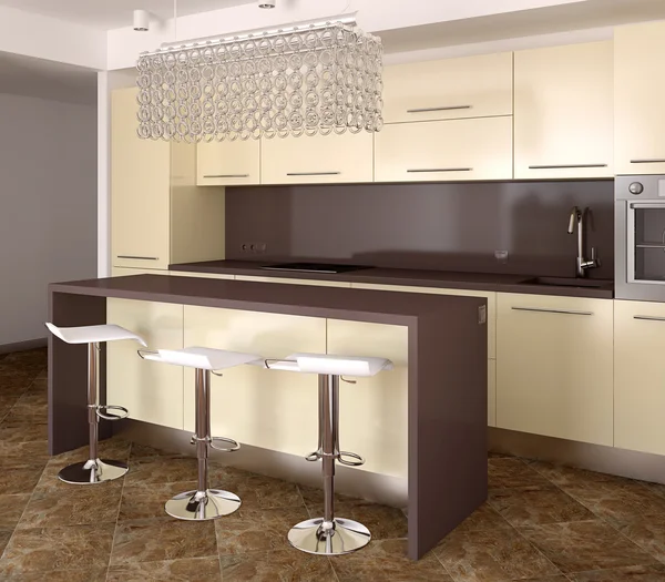 Moderna cocina beige — Foto de Stock