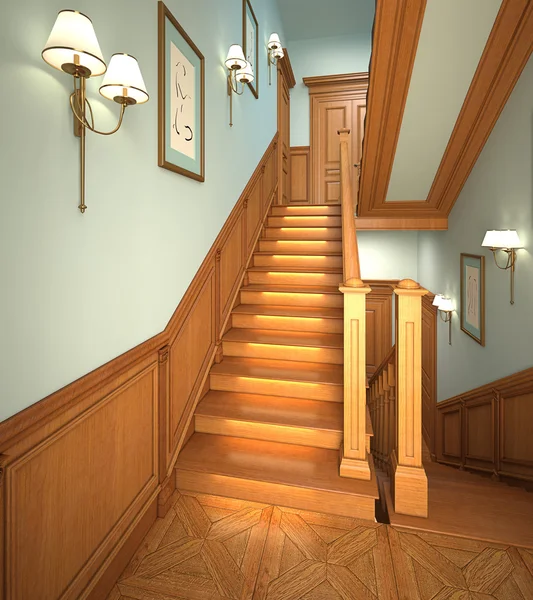 Wood stairs in the modern house. — Stock Photo, Image