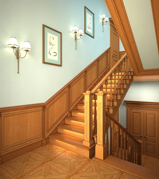 Wood stairs in the modern house. — Stock Photo, Image