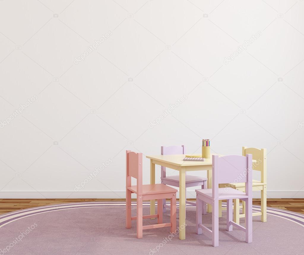 small table and four chairs.