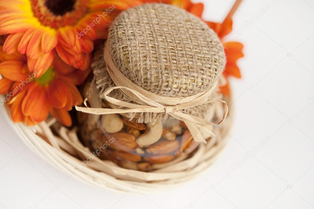 Gift basket with flowers