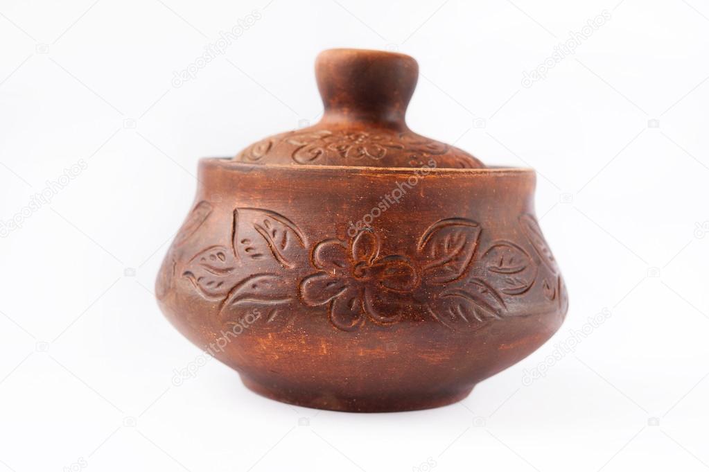 Beautiful old pot of clay with patterns