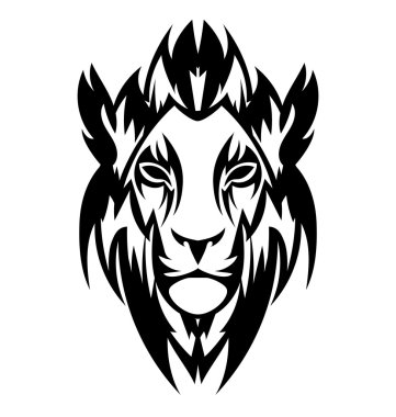 Aslanın kafasından stilize bir dövme şeklinde