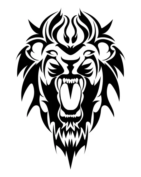 Lví hlava v podobě stylizované tetování — Stockový vektor
